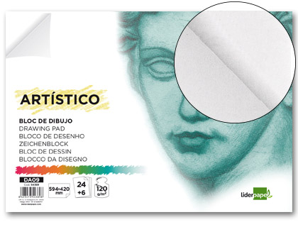 Bloc dibujo Liderpapel Artístico encolado 594x420mm. 24+6 hojas 120g/m² sin recuadro